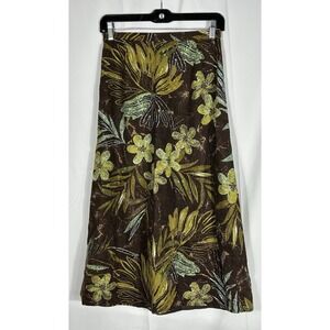 Vintage 90s Linen Brown Boho Forest Fairy Maxi Skirt Tropical Phoebe Size XS